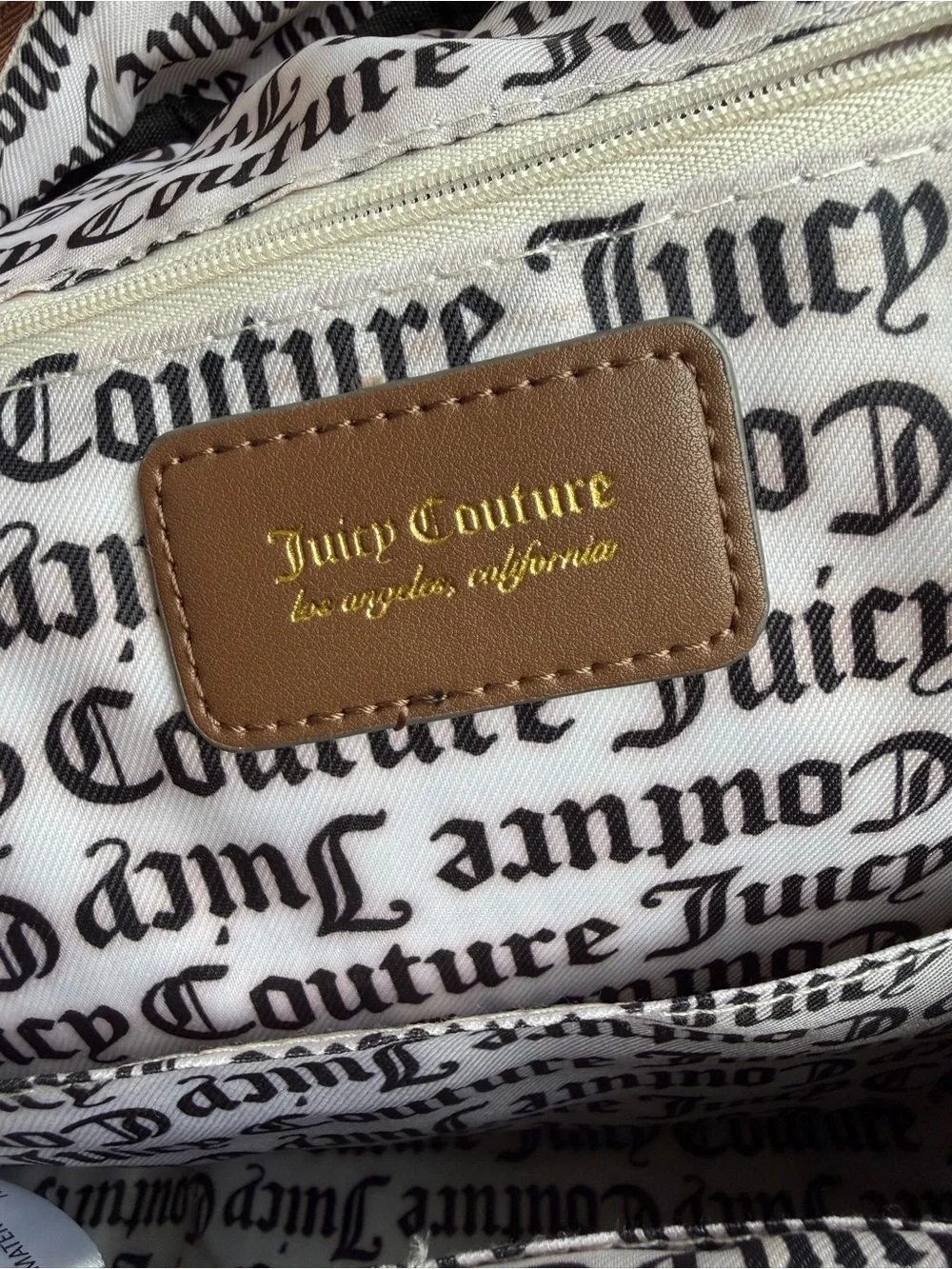 Juicy Couture Juicy Fruit Cherry Backpack Brown Monogram Gold Chain NWOT